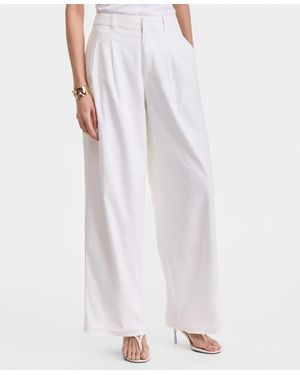 INC International Concepts Linen-blend Wide-leg Pants - White