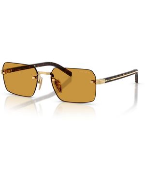Prada Rimless Rectangle Sunglasses Pr D55s - Natural