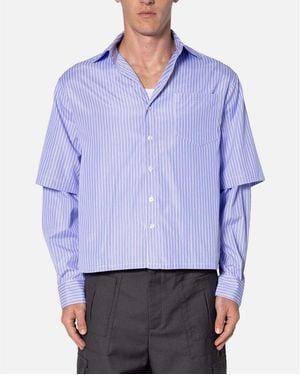 MNML Double Layer Pinstripe Shirt - Blue
