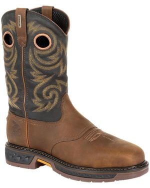 Georgia Boot Carbo-tec Lt Steel Toe Waterproof Pull On Work Boot - Brown