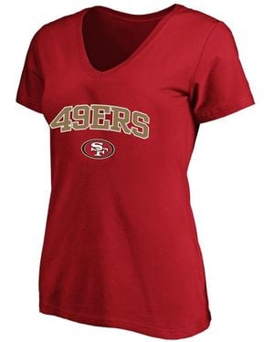 Fanatics Plus Size Arch Over Logo V-neck Short-sleeve T-shirt - Red