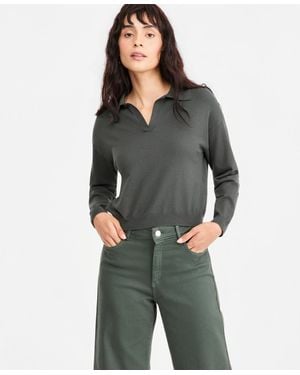 Marella Emmottanta Cropped Polo Sweater - Gray