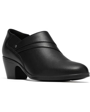 Clarks Emily2 London Block Heel Round Toe Leather Shooties - Black