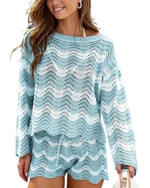 CUPSHE Castaway Cutie Striped Cover-up Top - Blue