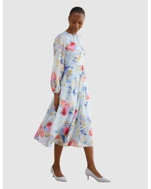 Hobbs Constance Floral Midi Dress - White