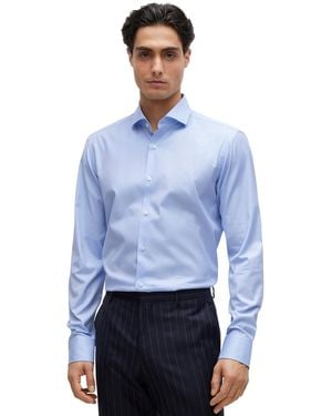 BOSS Boss By Stretch-cotton Twill Regular-fit Dress Shirt - Blue