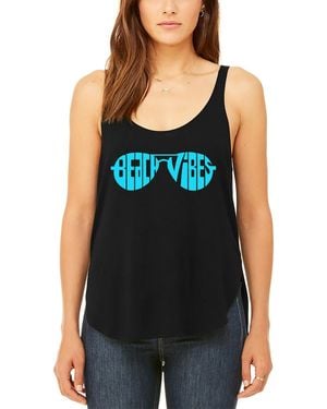 LA Pop Art Beach Vibes Premium Word Art Flowy Tank Top - Black