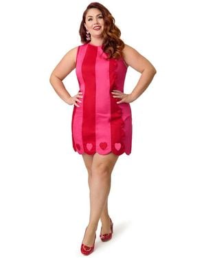 Smak Parlour Plus Size Stripe Scallop Mini Dress - Red