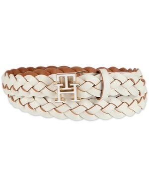 Tommy Hilfiger Casual Braided Leather Belt - White