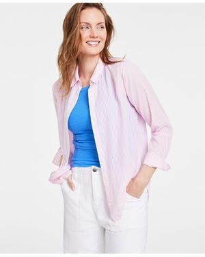 On 34th Button-front Crepe Shirt - Blue