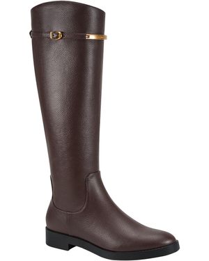 Donna Karan Trina Block Heel Riding Boots - Brown