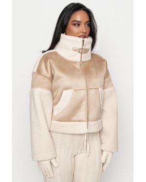 JLUXLABEL Suede And Sherpa Jacket - Natural