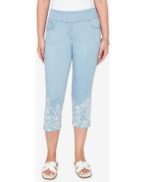 Ruby Rd. Petite Printed-hem Denim Capri Pants - Blue
