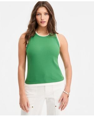 On 34th Micro Rib Faux-layered Tank Top - Green