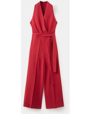 Mango Belt Long Jumpsuit - Red