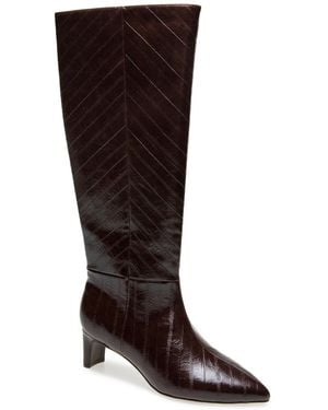 Kenneth Cole Boysen Knee High Pointed Toe Faux Leather Boots - Brown