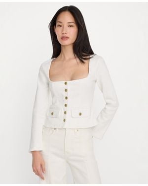 GOOD AMERICAN Cropped Square Neck Jacket - White
