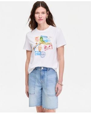 On 34th Paradise Postcard Graphic T-shirt - White