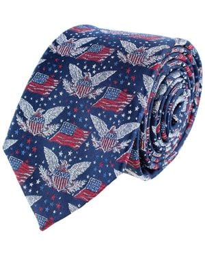 Trafalgar Legacy Soars Patriotic Bald Eagle Silk Novelty Necktie - Blue