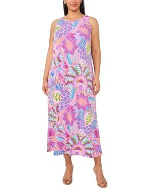 Msk Plus Size Round Neck Sleeveless Maxi Dress - Pink
