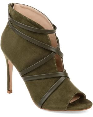 Journee Collection Samara Peep Toe Stiletto Dress Booties - Green