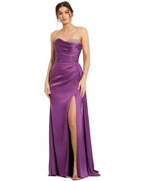 Mac Duggal Strapless Embellished Sweetheart Neckline Satin Gown - Purple