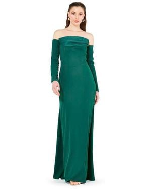 Amiri Off-the-shoulder Pleat Drape Gown - Green