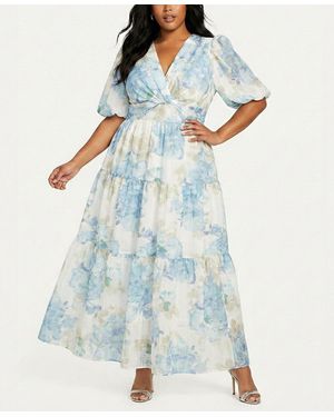 Taylor Plus Size Twist-front V-neck Maxi Dress - Blue