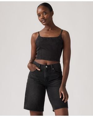 Levi's Jadine Denim Cropped Camisole Tank Top - Black