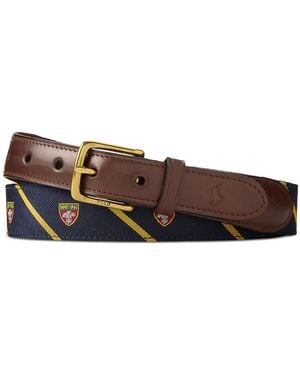 Polo Ralph Lauren Leather-trim Silk Jacquard Belt - Brown