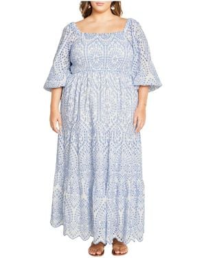 City Chic Brodie 2 Tone Maxi Dress - Blue