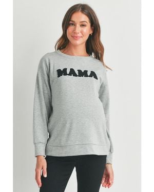 Hello Miss Maternity Graphic Mama Crew Neck Nursing Sweatshirt - Gray