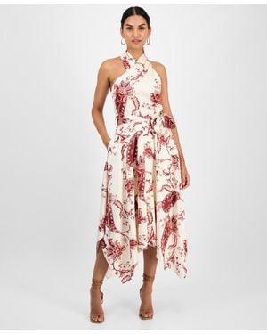 Rachel Roy Lary Floral Asymmetric-hem Halter Dress - Red