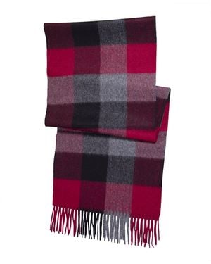 Simply Natural Alpaca-wool Buffalo Check Scarf - Red