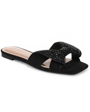 INC International Concepts Pearlaa Square Toe Embellished Sandals - Black