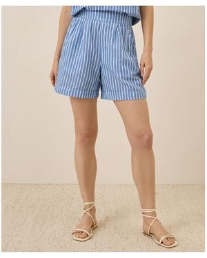Pact Canopy Linen Blend High-waisted Short - Blue