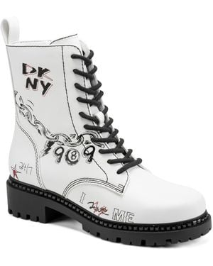 DKNY Rixie Lace-up Charms Booties - White