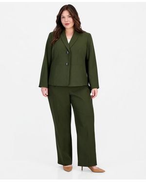 Le Suit Plus Size Two-button Shawl Collar Blazer & Pant Suit - Green
