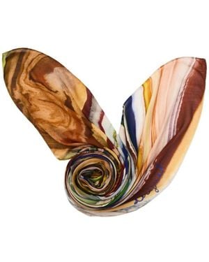 Desigual Rectangular Patterned Foulard - White