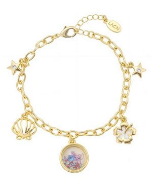 Disney Stitch And Angel Cubic Zirconia And Crystal Charm Bracelet - Metallic