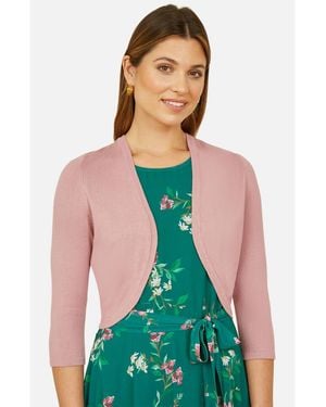 Yumi' 3/4 Sleeve Knitted Curve Bolero - Green