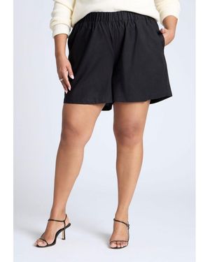 Eloquii Easy Pull On Linen Blend Short - Blue