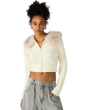 Steve Madden Lysia Collared Sweater Jacket - White