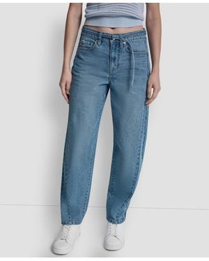 DKNY Mid-rise Forward Seamed Barrel Jeans - Blue