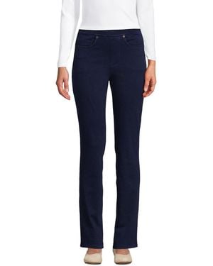 Lands' End Petite Starfish Mid Rise Knit Denim Straight Jeans - Blue