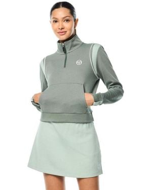 Sergio Tacchini Agiato Mock-neck Quarter-zip Kangaroo-pocket Sweatshirt - Green