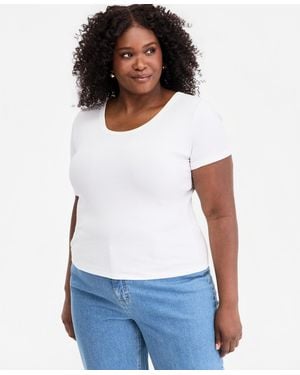 On 34th Trendy Plus Size Scoop Neck Short-sleeve T-shirt - White