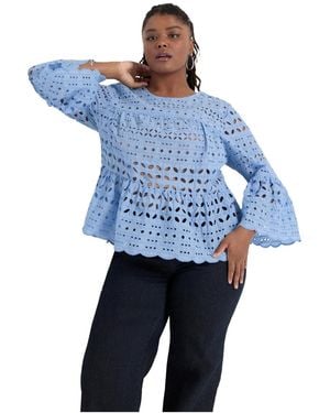 June + Vie June + Vie June + Vie Flounce Peplum Top - Blue
