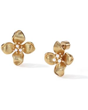 Retro Chic Iris Blossom Stud Earrings - White