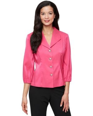 売れ筋商品|||アレックスイブニングス カットソー トップス レディース Petite Notched Collar Button-Front Blouse Rose Alex Evenings Petite Notched Collar Button-front Blouse in